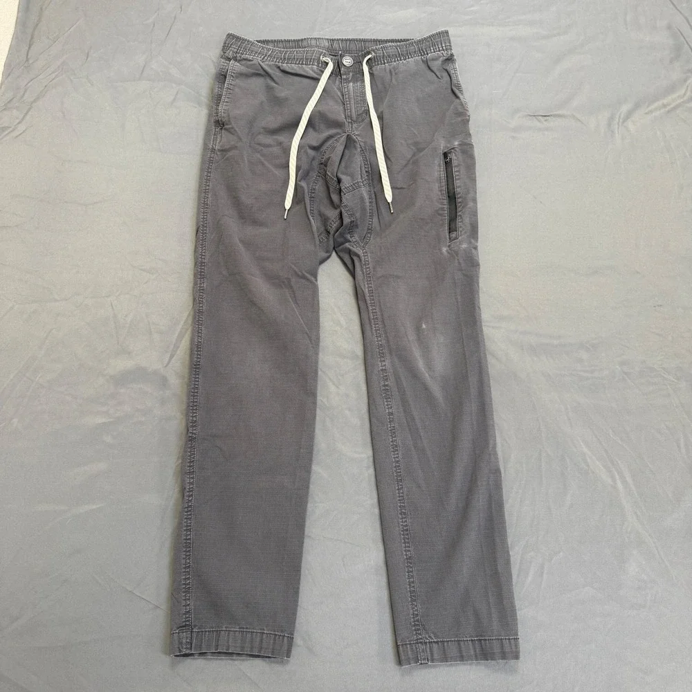 Vuori Mens Ripstop Climber Pants Charcoal Grey Elastic Waist Hiking Size S 30x29